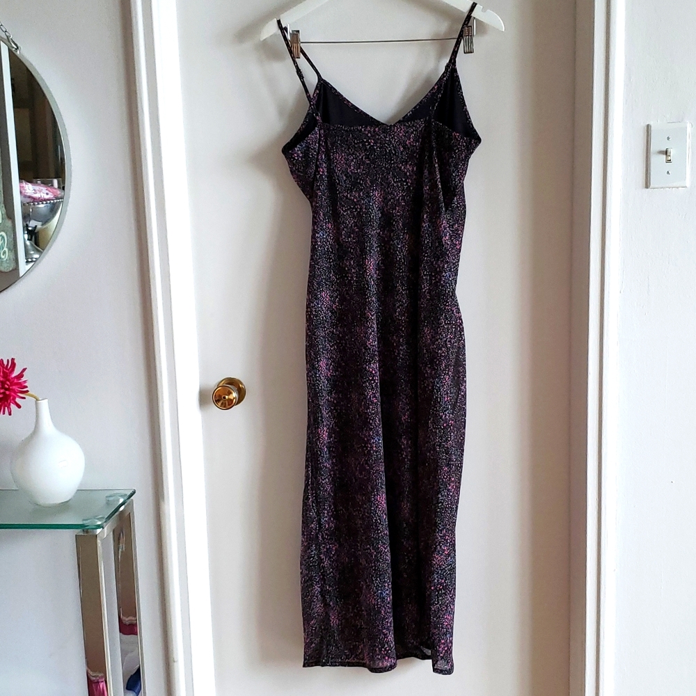 Femme by Design Dark Floral Fitted Frilly Strappy Dress Boho Summer Women M NWT
